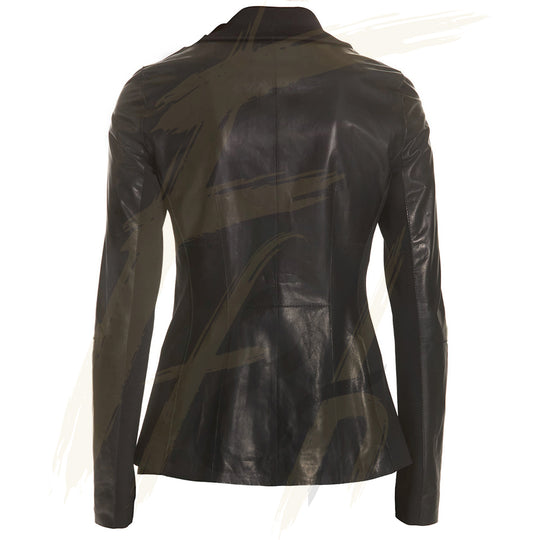 Women's Lambskin Leather Short Peacoat Jacket